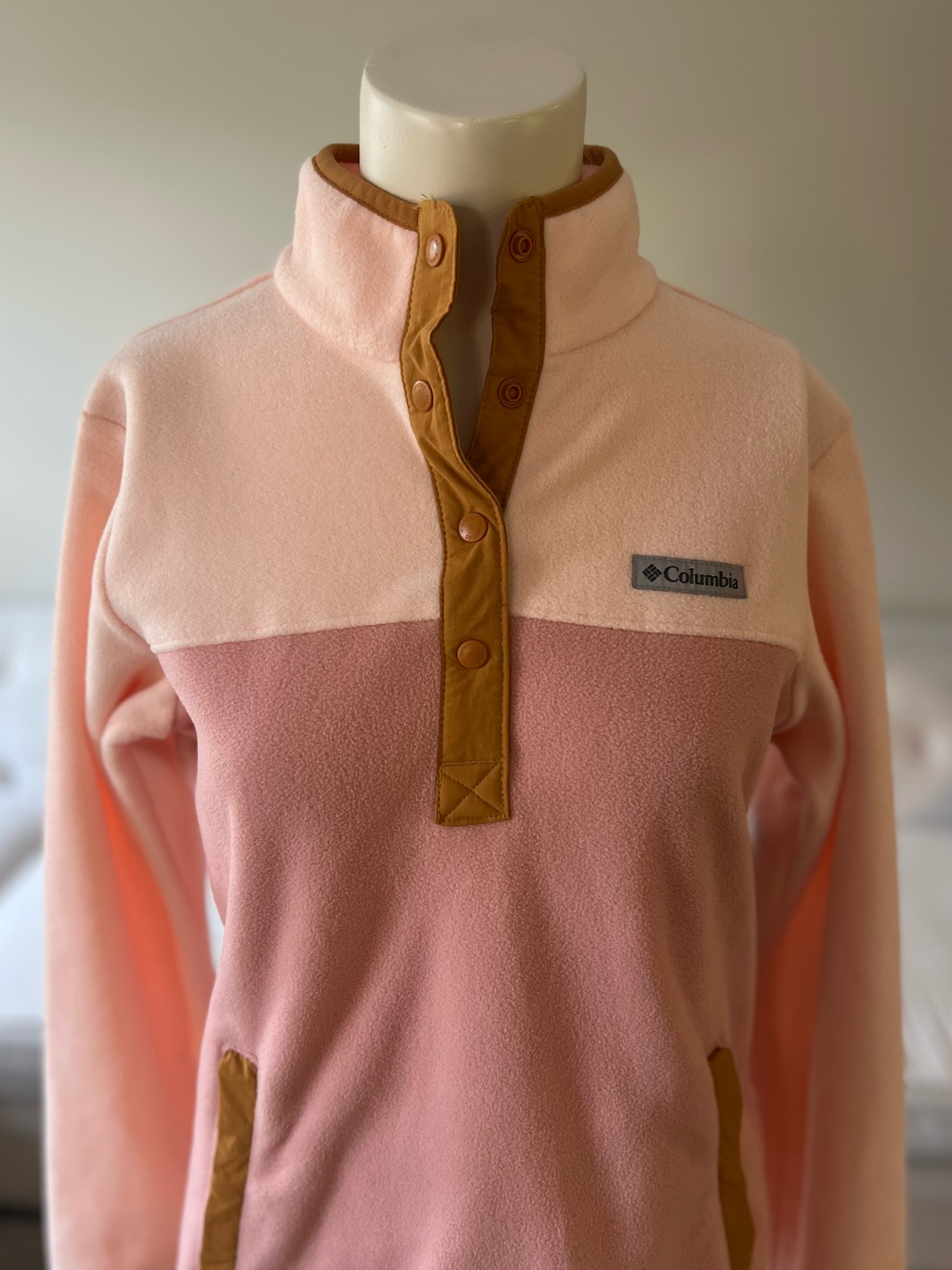 Nwt Columbia Foster Creek Fleece Pullover Xs Pink Peach Snap Neck